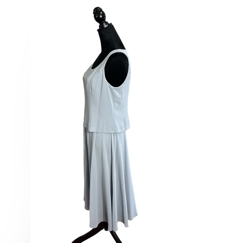 Jessica Howard Silver Gray Sleeveless Layered Midi Dress Size 10P Petite - Picture 3 of 10